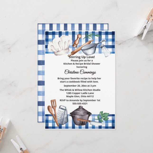 Pinch of Love Kitchen Bridal Shower Invitation (Front/Back In Situ)