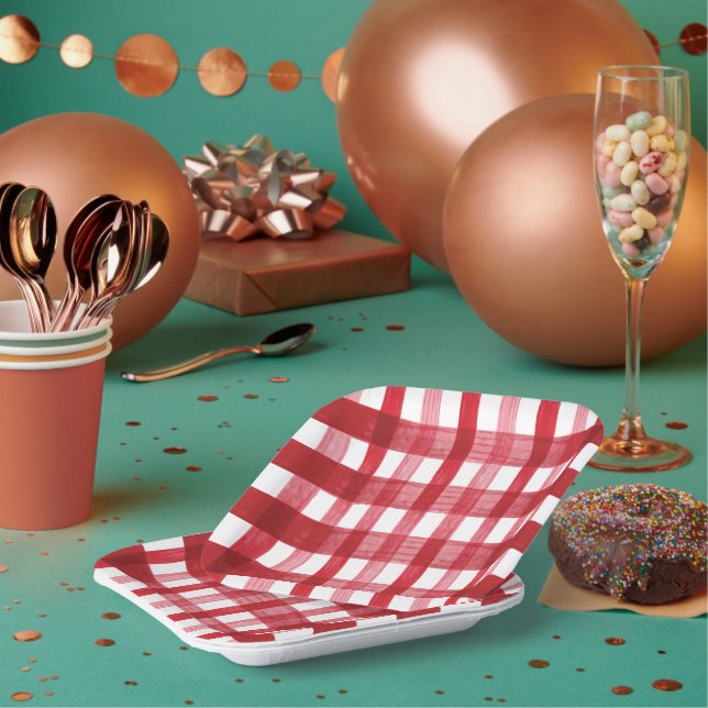 Pinch of Love Kitchen Red Party Paper Plates (Multi)