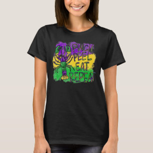 Pinch Peel Eat Repeat Crawfish Mardi Gras Lobster  T-Shirt