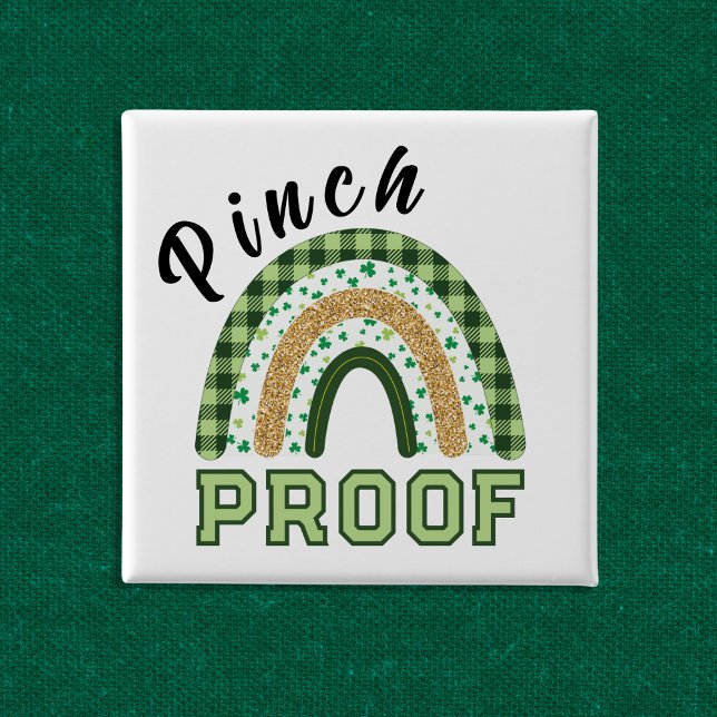 Pinch Proof St Patrick's Day Green Rainbow Plaid Button (Creator Uploaded)
