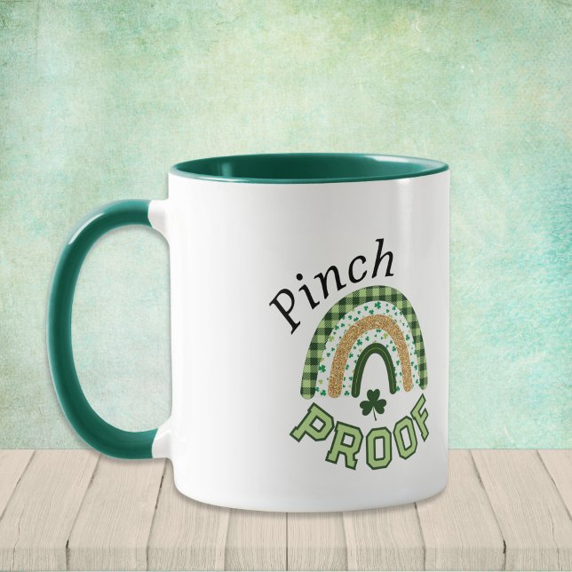 Pinch Proof St Patrick's Day Green Rainbow Plaid Mug (Creator Uploaded)