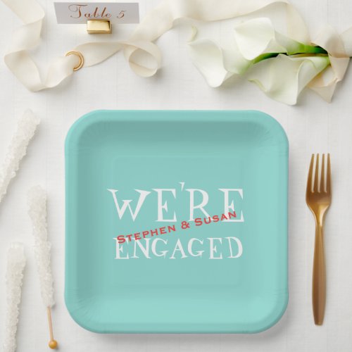 Pinch Us Teal Blue Engagement Crawfish Boil Party Paper Plates