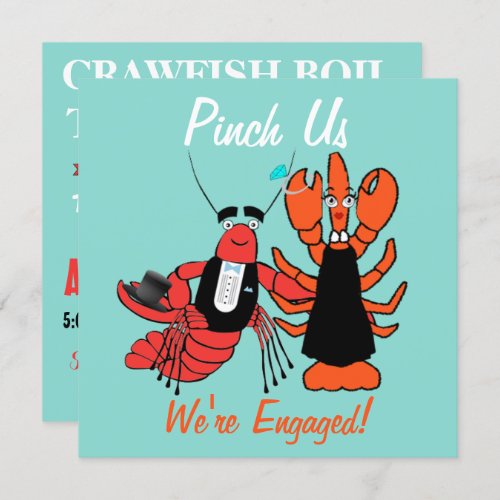 Pinch Us Were Engaged Crayfish Boil Shower Party Invitation