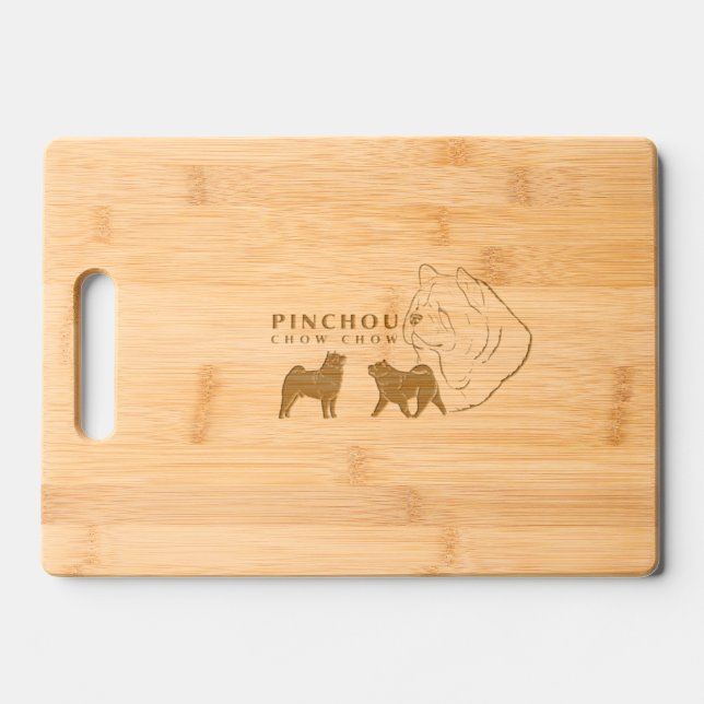 Pinchou Chow Chow Etched Wooden Cutting Board (Front)