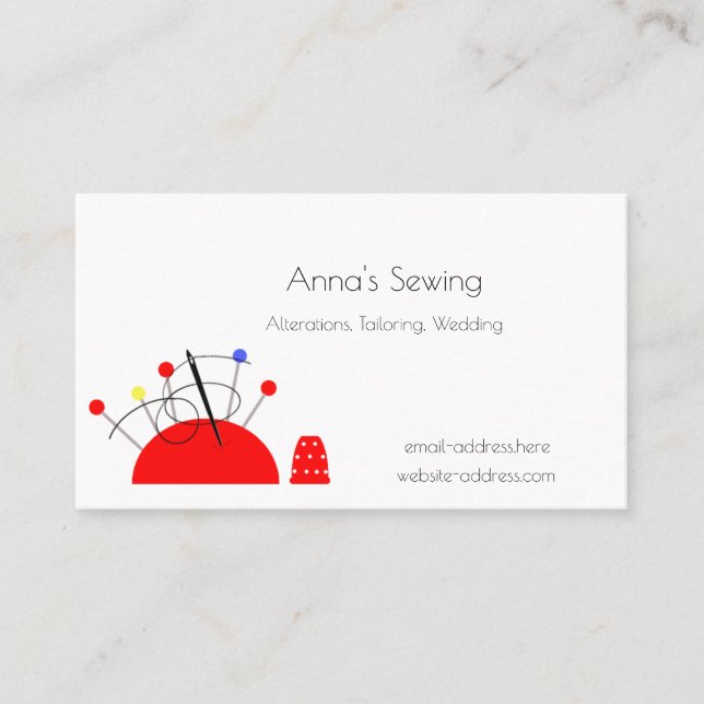 Pincushion and Thimble Business Card (Front)