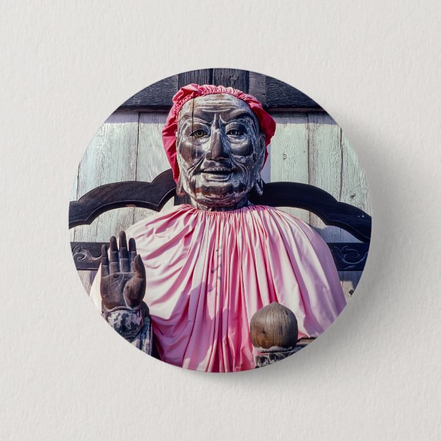 Pindola Bharadvaja statue in Nara - Japan Button (Front)