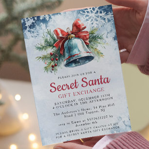 Pine and Bell Winter Secret Santa Christmas Party Invitation