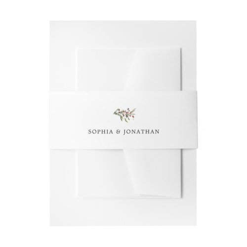 Pine and Berries Christmas Theme Winter Wedding Invitation Belly Band