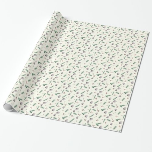 Pine and Berries Winter Holiday Wrapping Paper