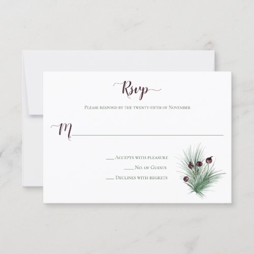 Pine and Berries Winter Wedding RSVP