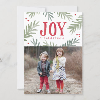 Pine and Berry Joy Holiday Photo Card