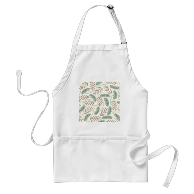 Pine and Cedar Evergreen Branches Pattern Adult Apron (Front)