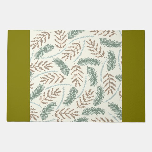 Pine and Cedar Evergreen Branches Pattern Doormat (Front)