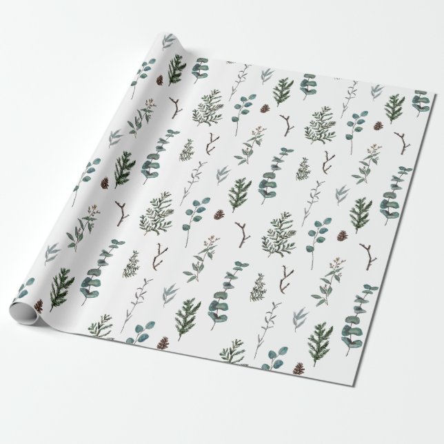 Pine and Eucalyptus Wrapping Paper (Unrolled)