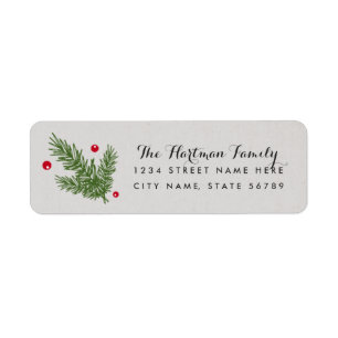 Pine and Holly Berries Return Address Labels