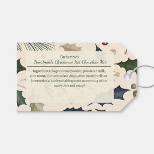 Pine and Holly Leaves Christmas Hot Chocolate Mix Gift Tags