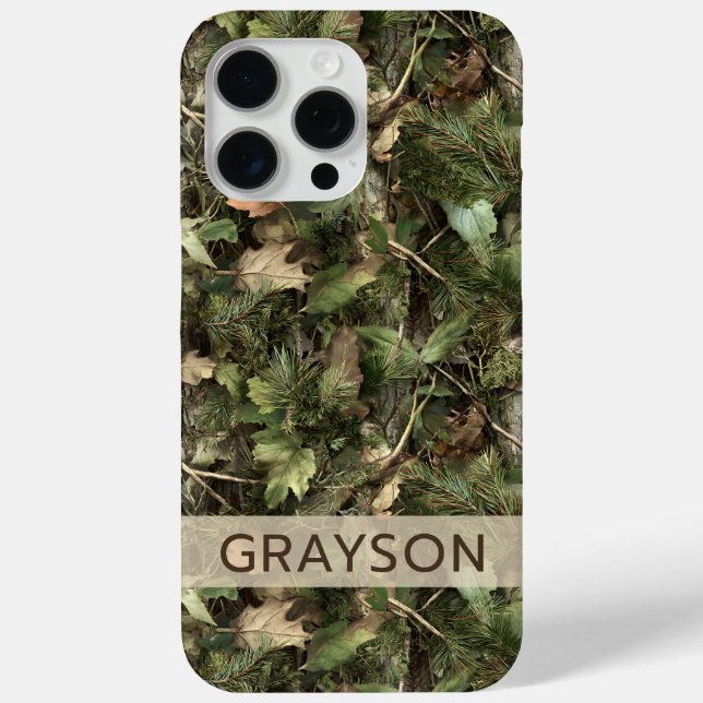 Pine and Leaves Camouflage Personalized Case-Mate iPhone Case (Back)