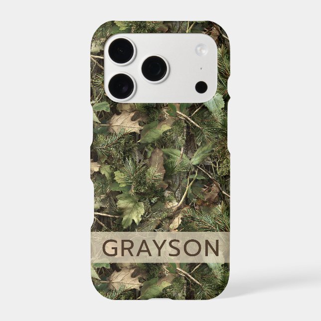 Pine and Leaves Camouflage Personalized Case-Mate iPhone Case (Back)