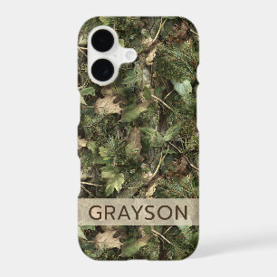 Pine and Leaves Camouflage Personalized iPhone 17 Case
