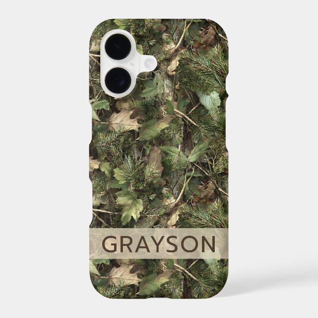Pine and Leaves Camouflage Personalized Case-Mate iPhone Case (Back)