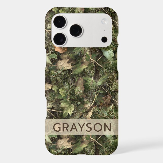 Pine and Leaves Camouflage Personalized Case-Mate iPhone Case (Back)