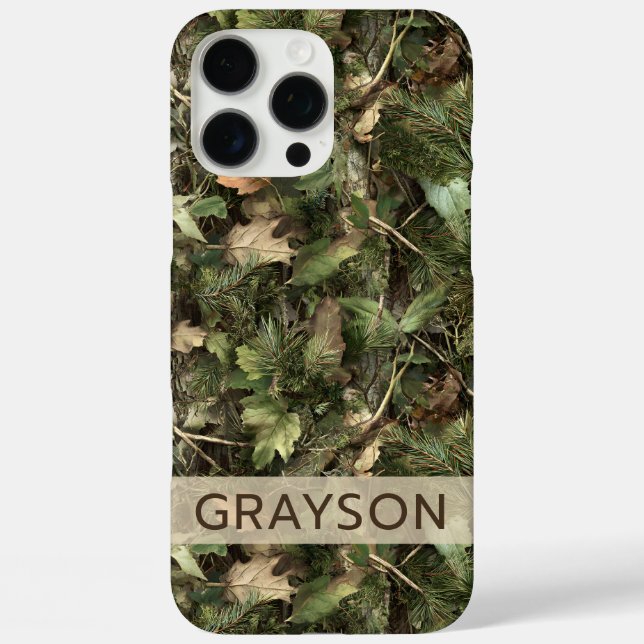 Pine and Leaves Camouflage Personalized Case-Mate iPhone Case (Back)