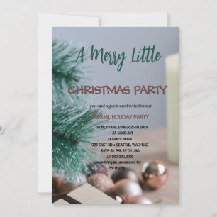 pine and Ornaments Merry Little christmas party Invitation