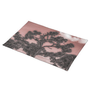 Pine and Palm Trees Silhouette Cloth Placemat