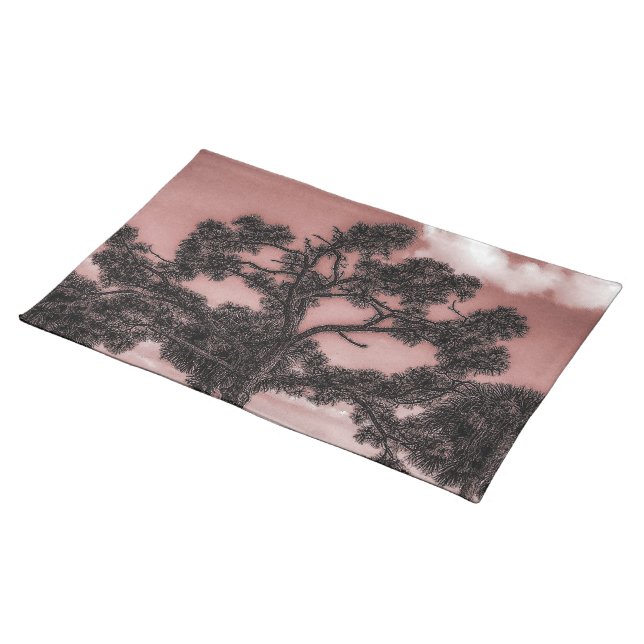 Pine and Palm Trees Silhouette Cloth Placemat (On Table)