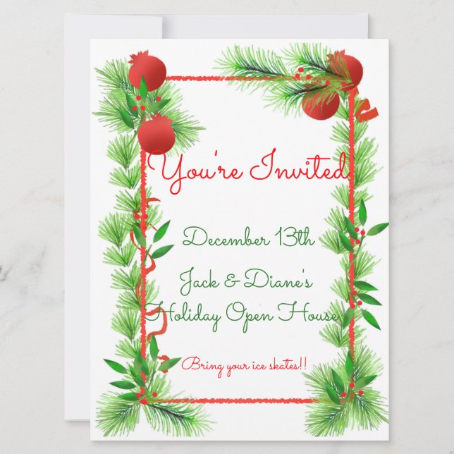 Pine and Pomegranate Invitations (Front)