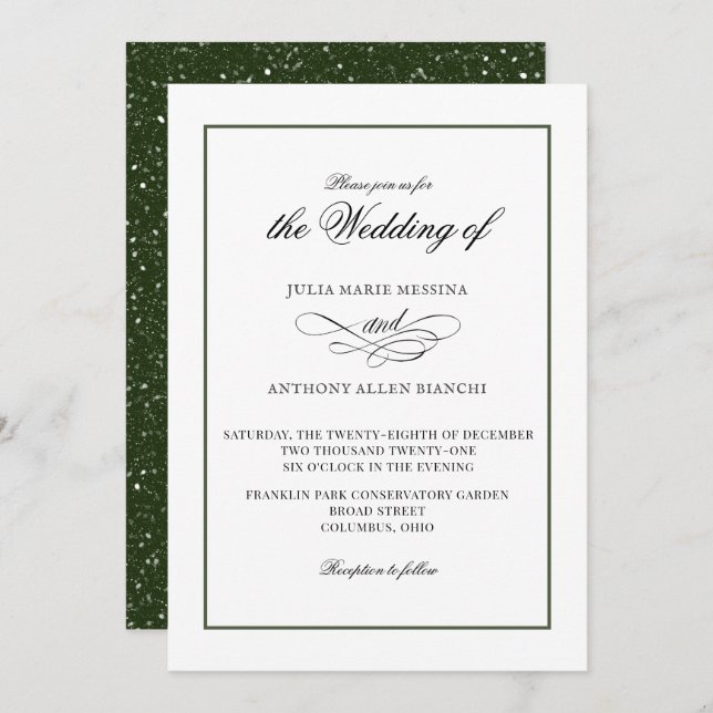 Pine and Snow Simple Elegance Invitation (Front/Back)