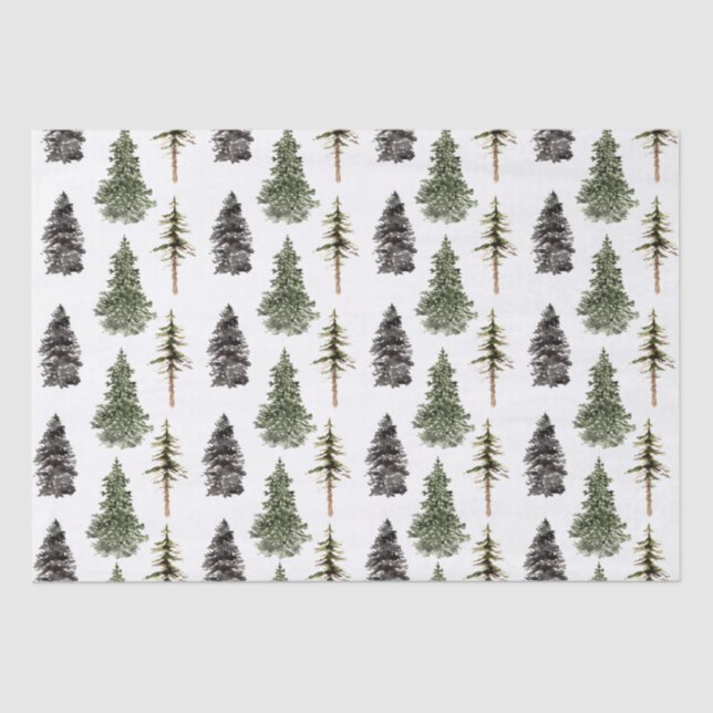 Pine And Spruce Tree Woodland Forest Tissue Paper (Front)