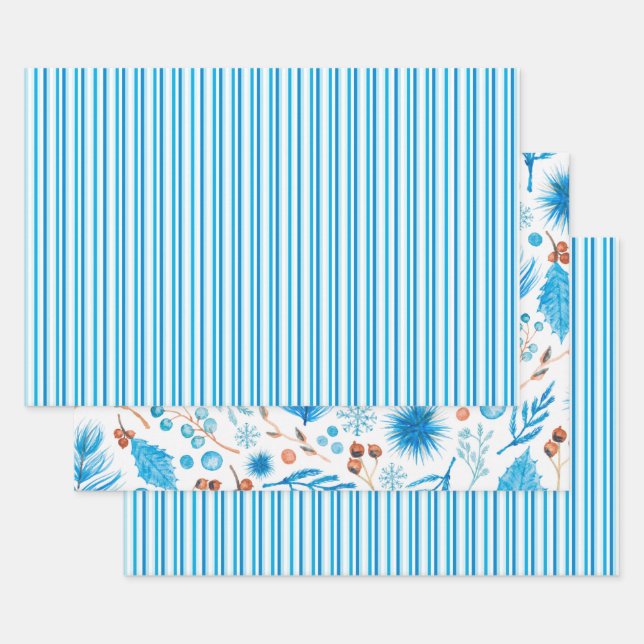 Pine and Stripes Wrapping Paper Sheets (Set)