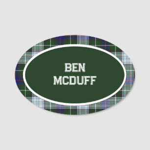 Pine and White Mackenzie Plaid Name Tag