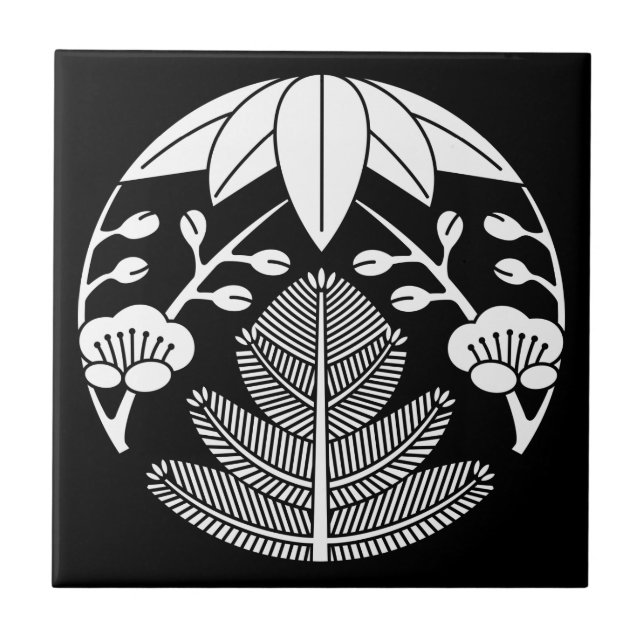Pine bamboo ume ceramic tile (Front)