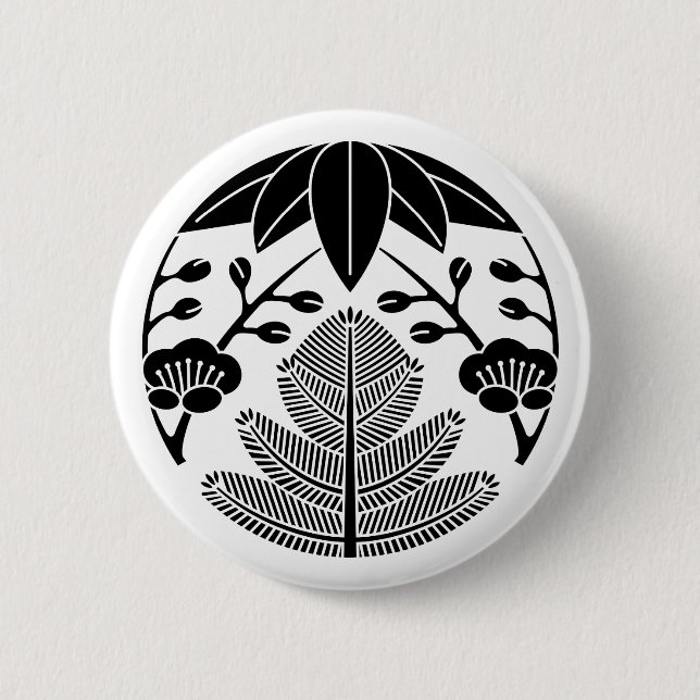 Pine bamboo ume pinback button (Front)