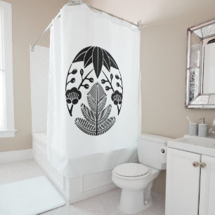 Pine bamboo ume shower curtain