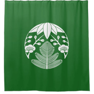Pine bamboo ume shower curtain