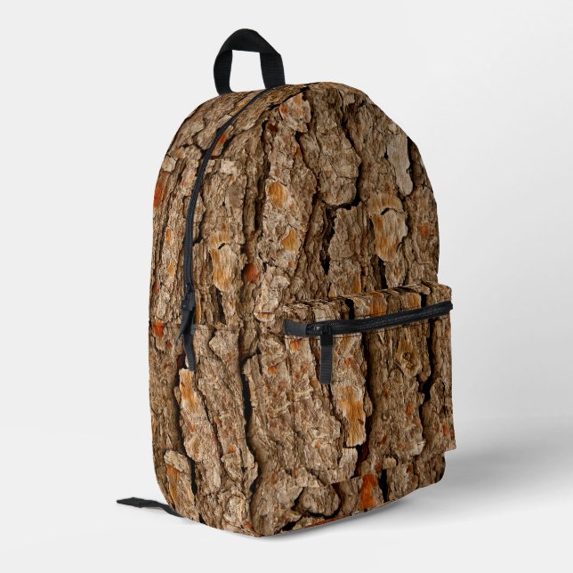Pine Bark Texture Printed Backpack (Back Corner Left)