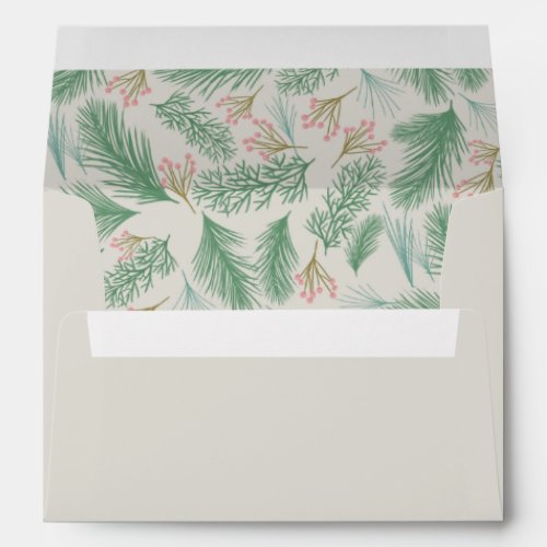 Pine Berries Christmas Holiday 5x7 Beige Envelope