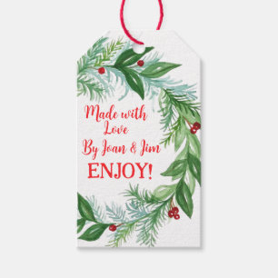 Pine Berry Christmas Holiday Greens MADE WITH LOVE Gift Tags