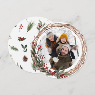 Pine Berry Natural Botanicals Round Photo Holiday  Card