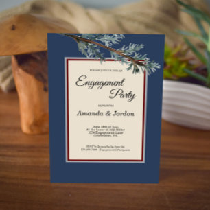 Pine Blue Winter Engagement Party Invitation
