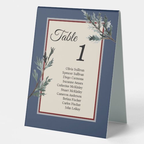 Pine Blue Winter Table Tent Sign with Guests