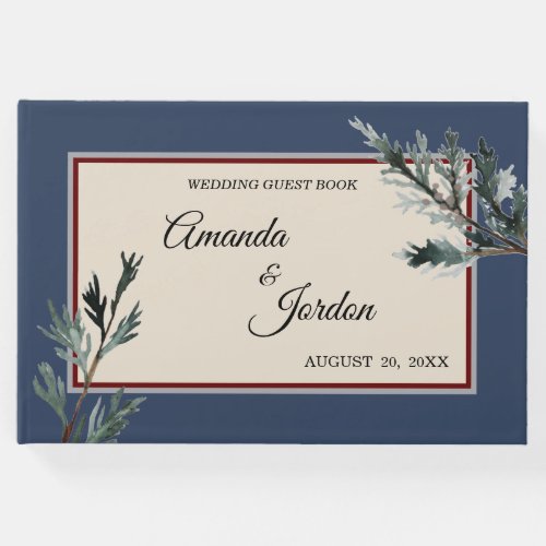 Pine Blue Winter Wedding Guest Book