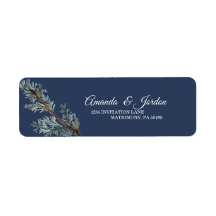 Pine Blue Winter Wedding Return Address Label