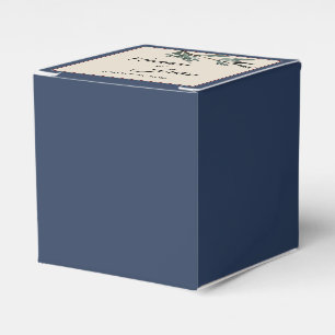 Pine Blue Winter Wedding Square Favor Box