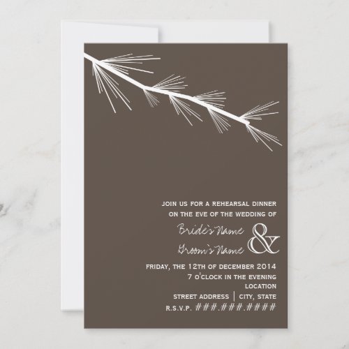 Pine Bough Brown Rehearsal Dinner Invitation