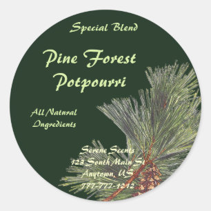 Pine Bough on Forest Green Classic Round Sticker