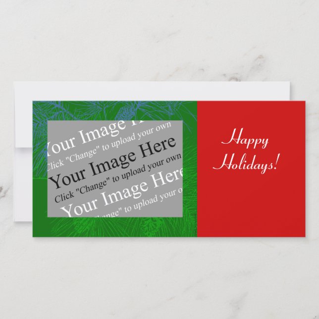 Pine Bough Personalizable Photo Card Template (Front)